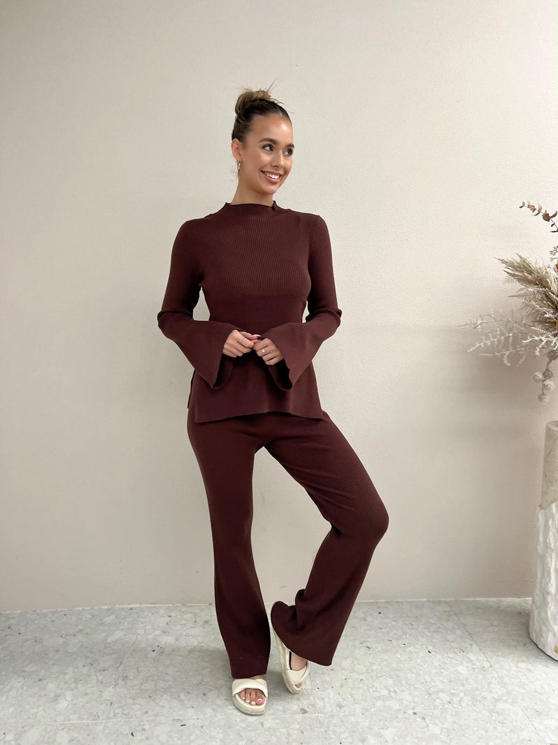 The Cleo Knit Pant - Chocolate
