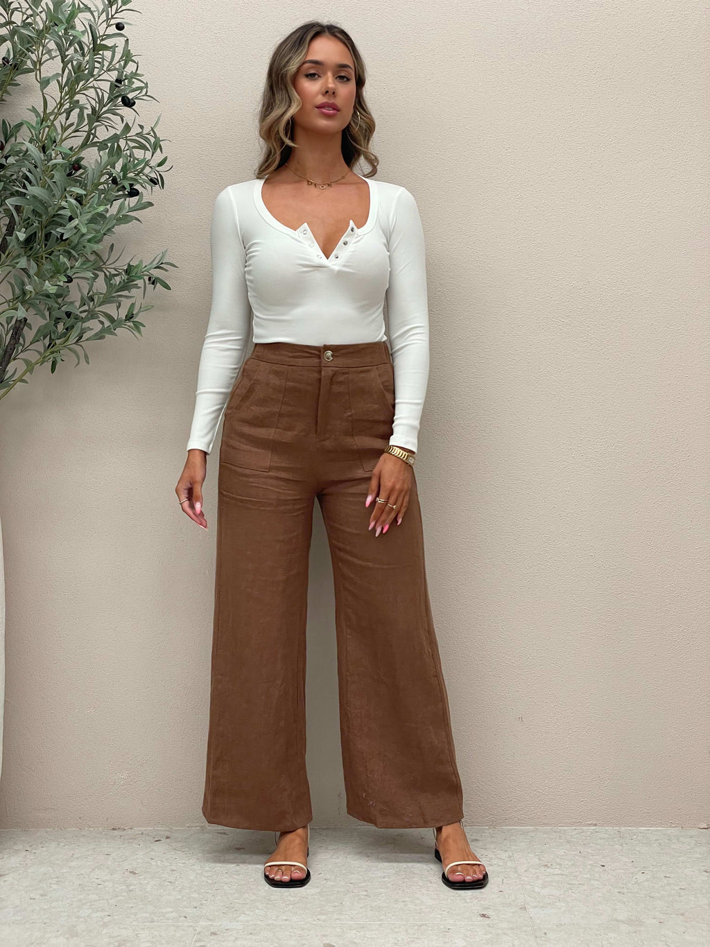 Jude Linen Pant  - Rust