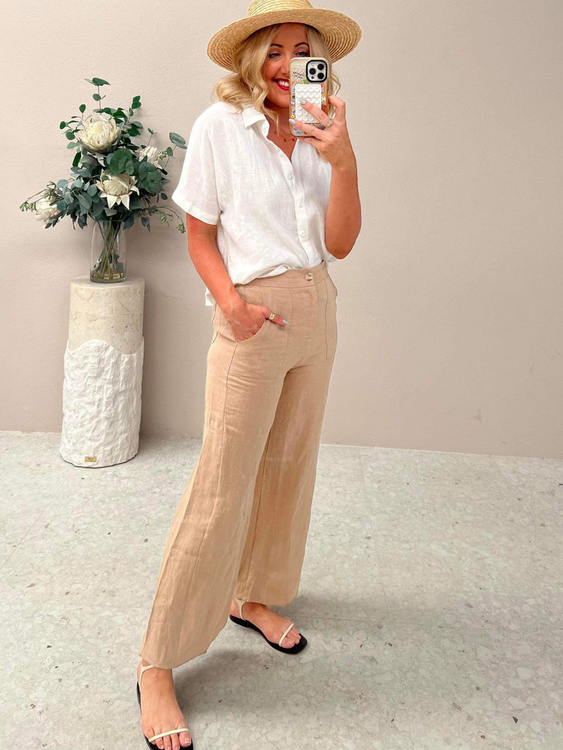 Jude Linen Pant  - Beige