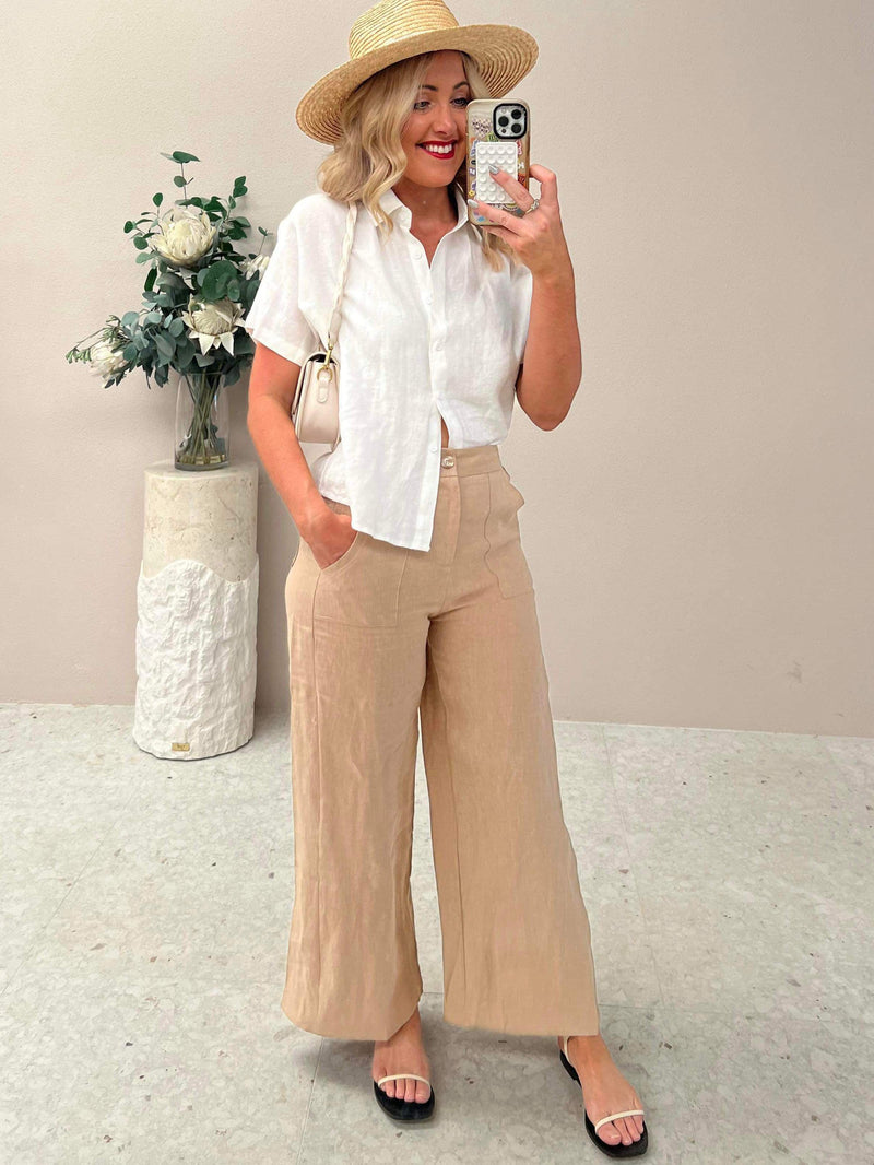 Jude Linen Pant  - Beige